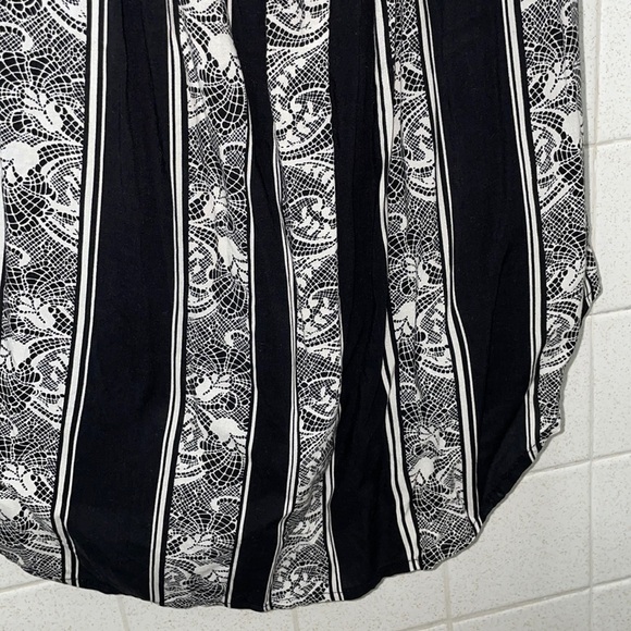 Frenchi lace print midi romantic dress stripe - Picture 3 of 3